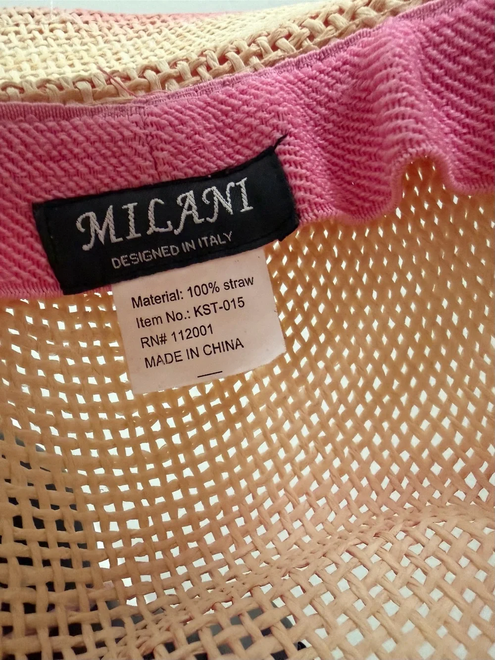 Milani Beige Straw Cowgirl Hat with Pink Accent